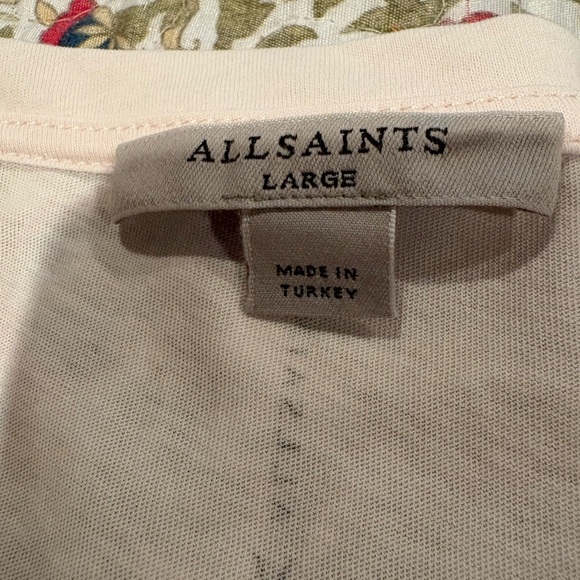 All Saints Kay Short Split Sleeve Tee in Blush Light Pink - Picture 12 of 13